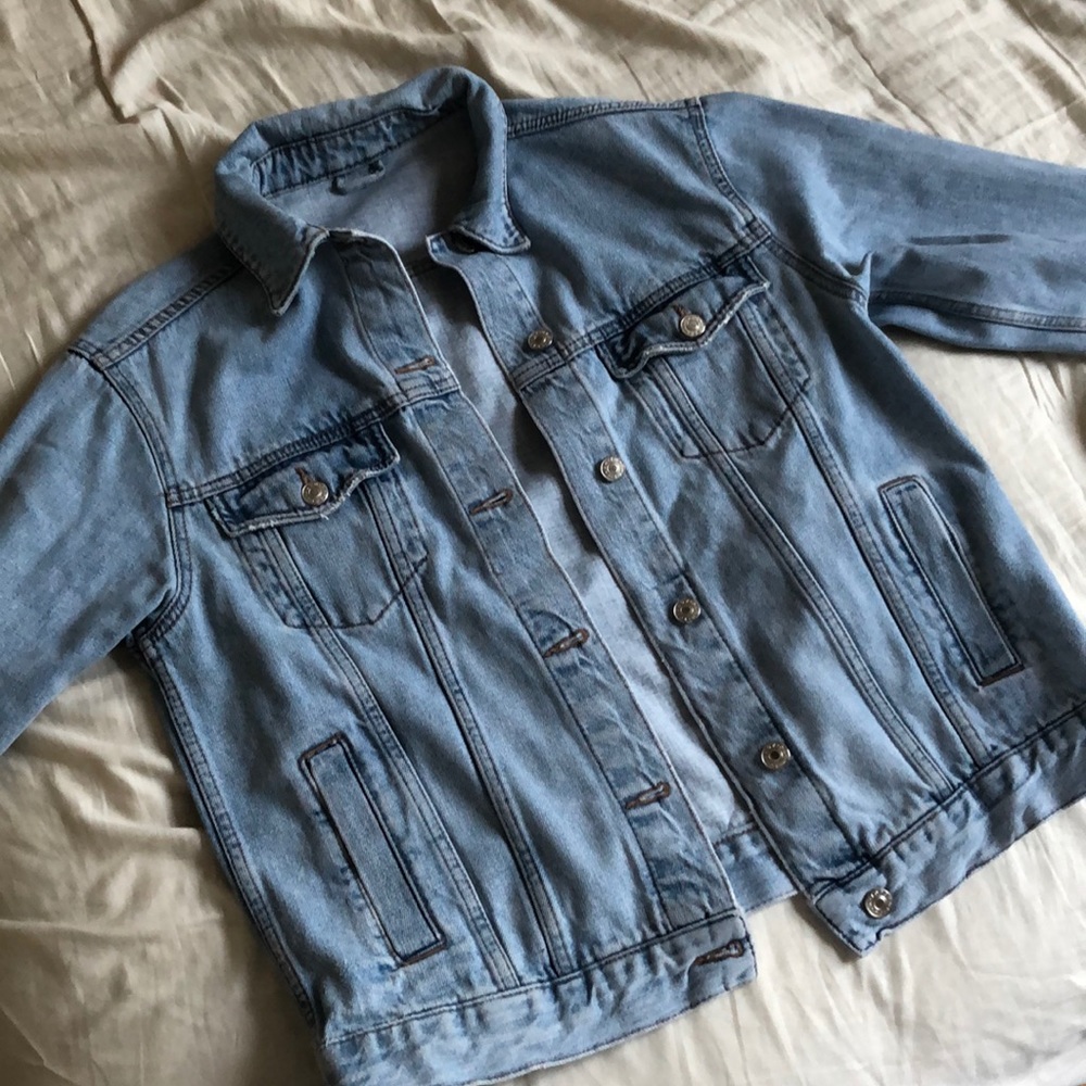 Topshop Denim Jacket in Mid Stone
